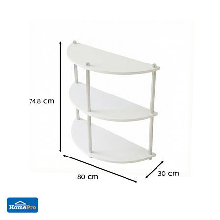 ชั้นวางของครึ่งวงกลม 3 ชั้น FURDINI BENDLY 80 ซม. สีขาว/วอลนัท_7