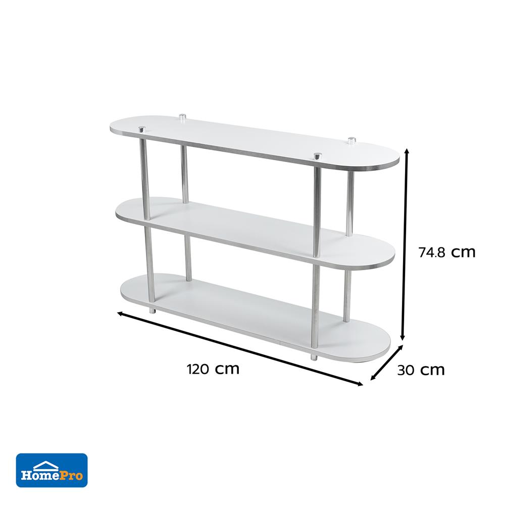 ชั้นวางของ 3 ชั้น FURDINI BENDLY 120 ซม. สีขาว/วอลนัท