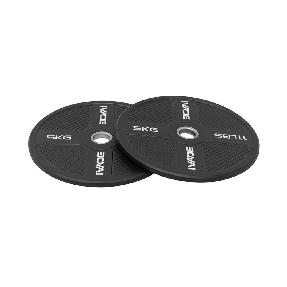 แผ่นน้ำหนัก BUMPER PLATE รูขนาด 2 นิ้ว IVADE  5 กก. (แพ็ก 2 ชิ้น)