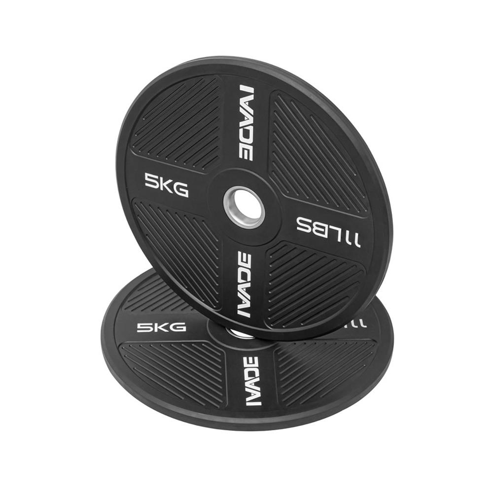 แผ่นน้ำหนัก BUMPER PLATE รูขนาด 2 นิ้ว IVADE  5 กก. (แพ็ก 2 ชิ้น)
