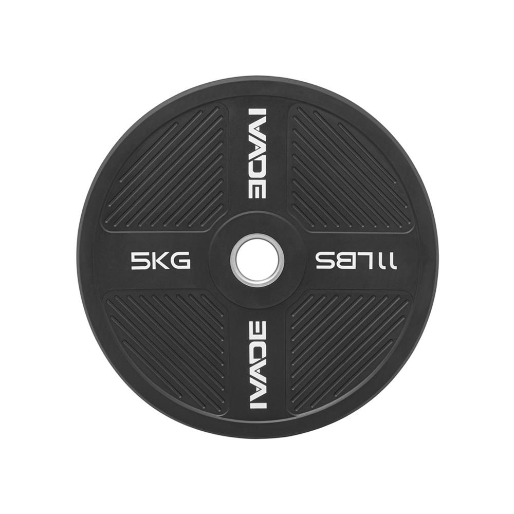 แผ่นน้ำหนัก BUMPER PLATE รูขนาด 2 นิ้ว IVADE  5 กก. (แพ็ก 2 ชิ้น)