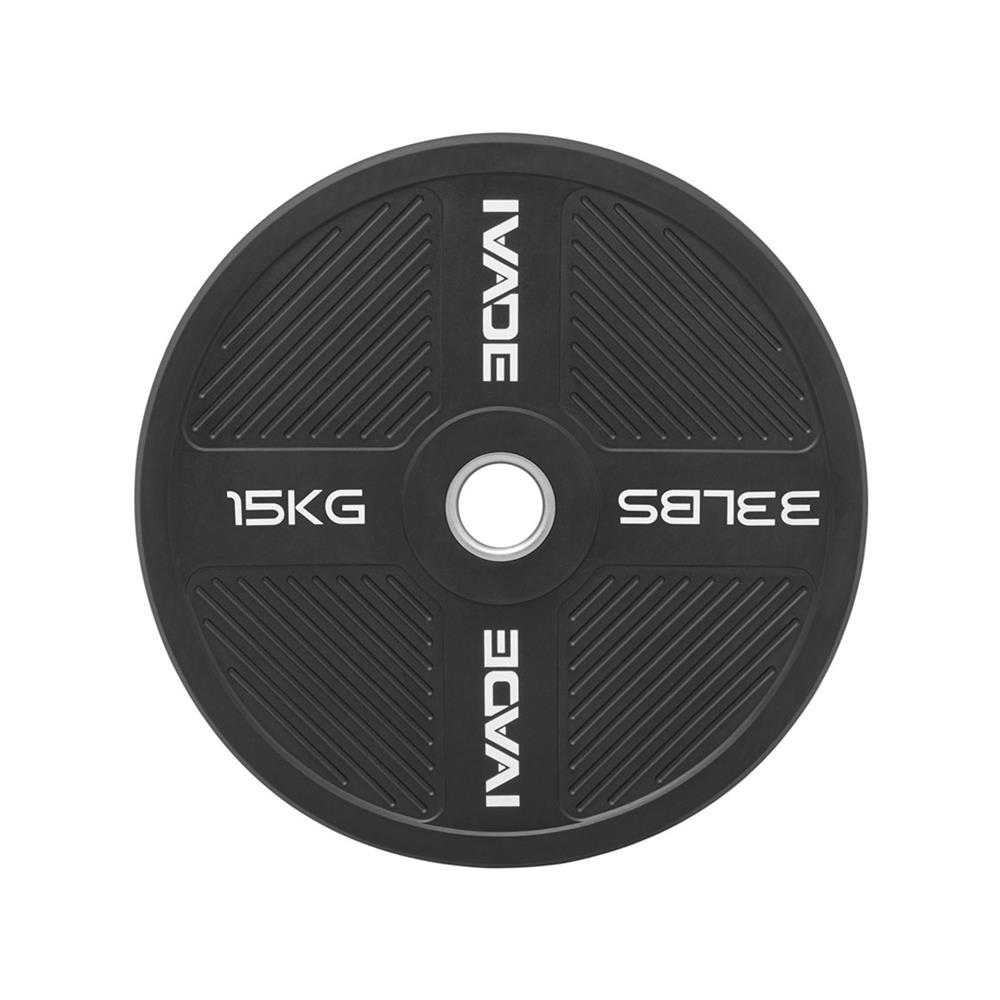 แผ่นน้ำหนัก BUMPER PLATE รูขนาด 2 นิ้ว IVADE  15 กก. (แพ็ก 2 ชิ้น)