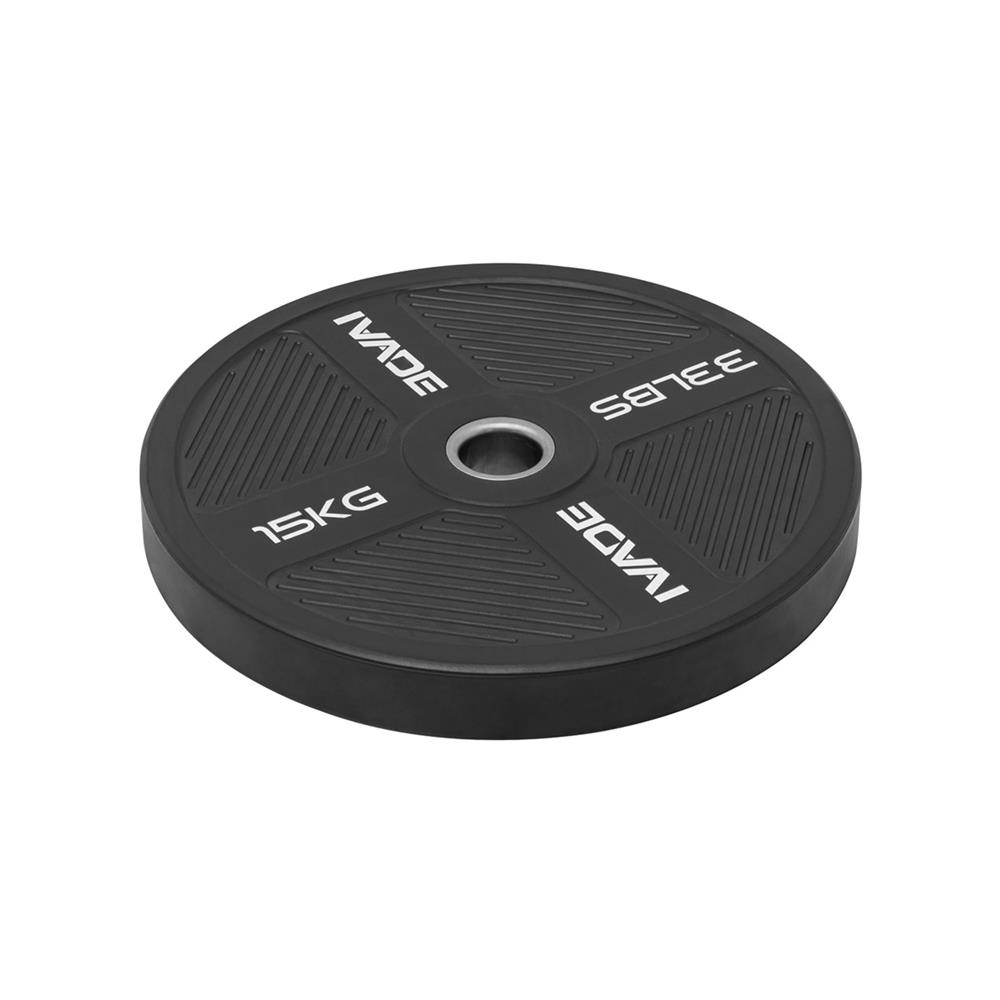 แผ่นน้ำหนัก BUMPER PLATE รูขนาด 2 นิ้ว IVADE  15 กก. (แพ็ก 2 ชิ้น)