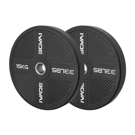 แผ่นน้ำหนัก BUMPER PLATE รูขนาด 2 นิ้ว IVADE  15 กก. (แพ็ก 2 ชิ้น)_0