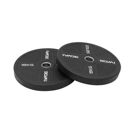 แผ่นน้ำหนัก BUMPER PLATE รูขนาด 2 นิ้ว IVADE  15 กก. (แพ็ก 2 ชิ้น)_1