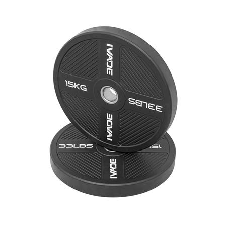 แผ่นน้ำหนัก BUMPER PLATE รูขนาด 2 นิ้ว IVADE  15 กก. (แพ็ก 2 ชิ้น)_2