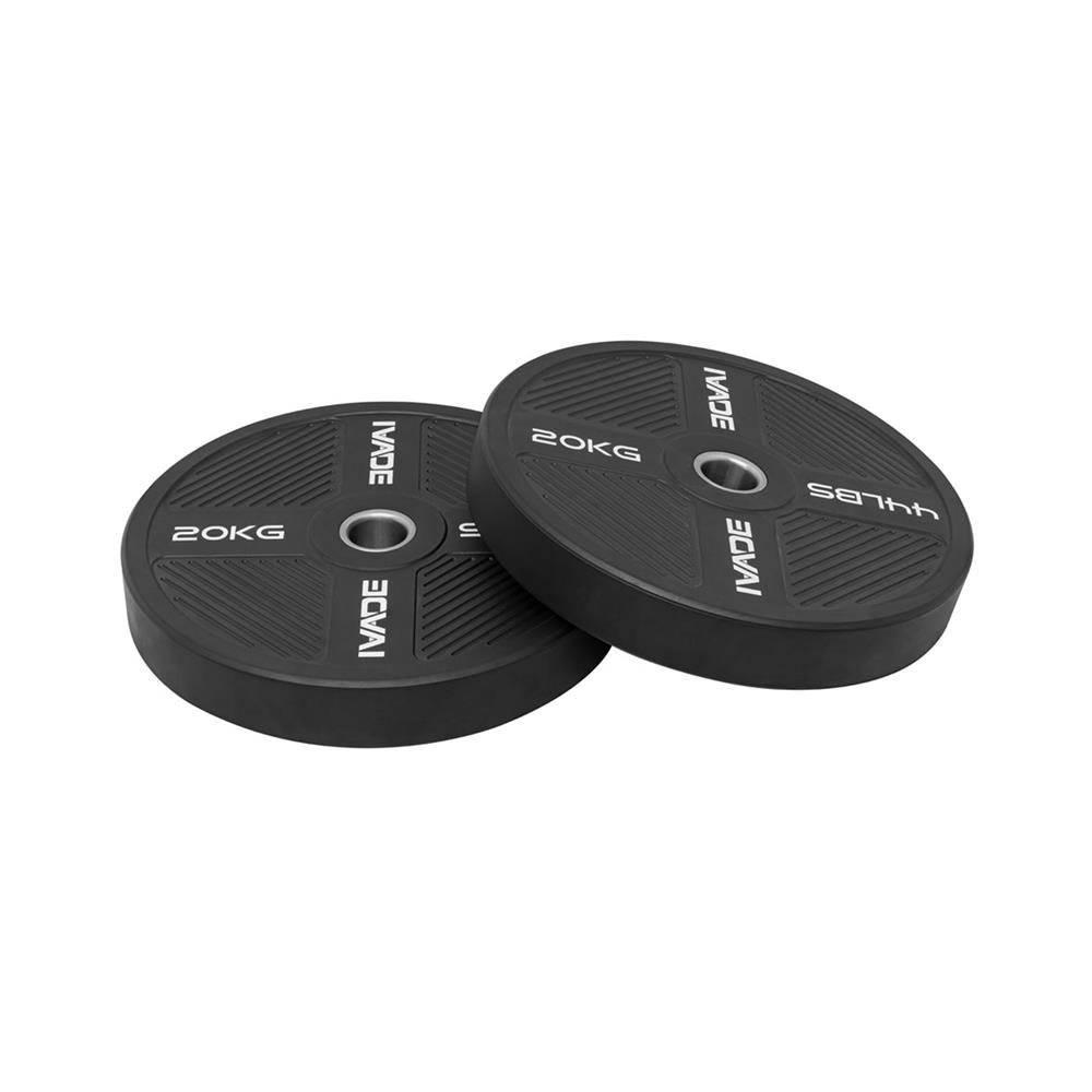 แผ่นน้ำหนัก BUMPER PLATE รูขนาด 2 นิ้ว IVADE  20 กก. (แพ็ก 2 ชิ้น)