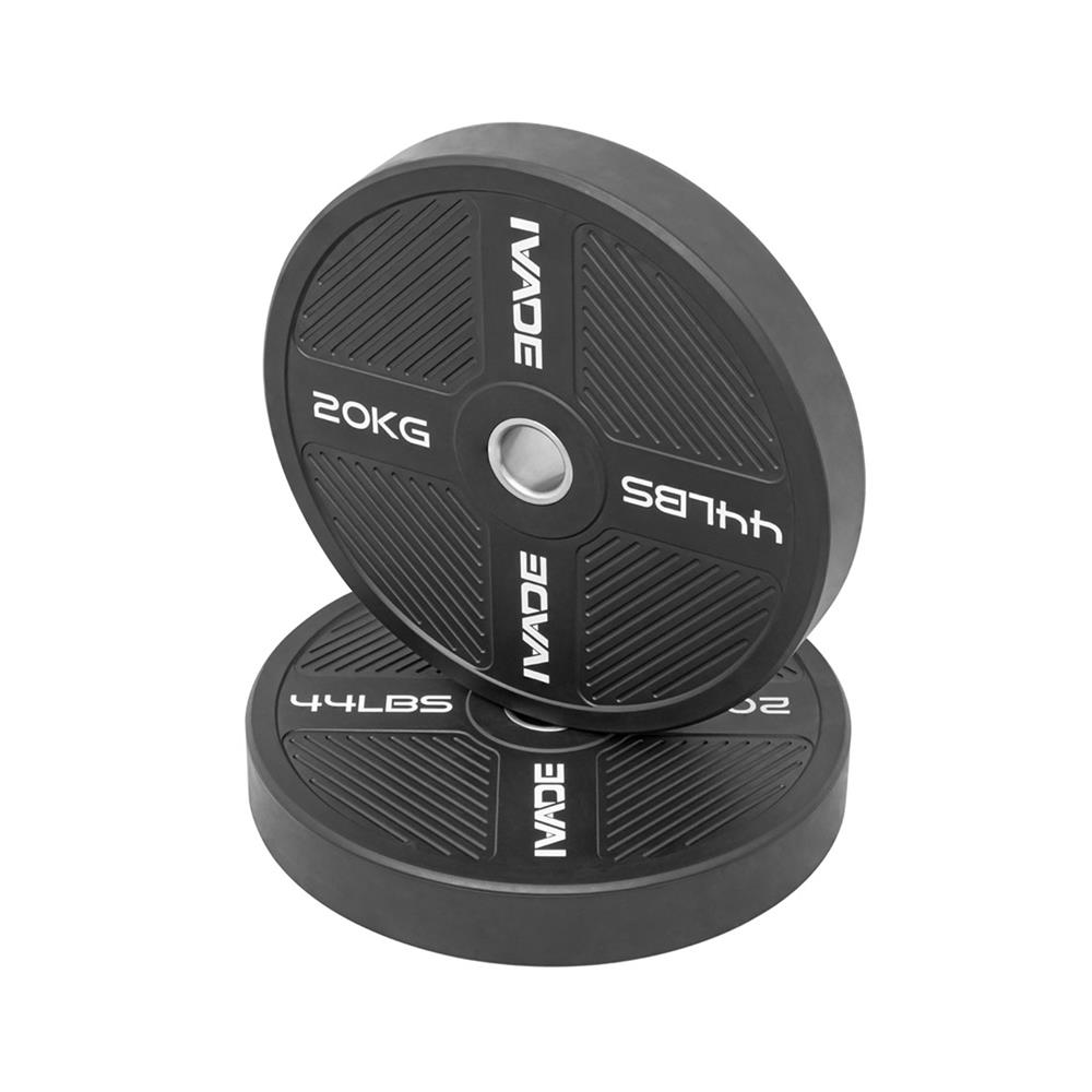 แผ่นน้ำหนัก BUMPER PLATE รูขนาด 2 นิ้ว IVADE  20 กก. (แพ็ก 2 ชิ้น)