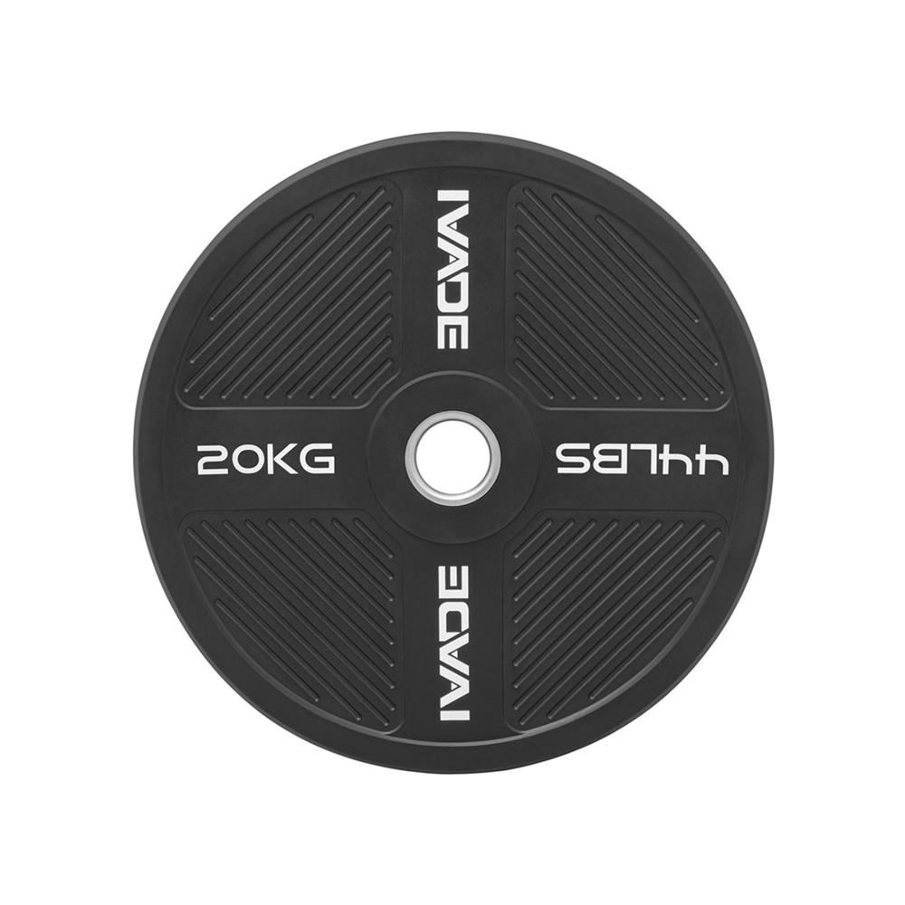 แผ่นน้ำหนัก BUMPER PLATE รูขนาด 2 นิ้ว IVADE  20 กก. (แพ็ก 2 ชิ้น)