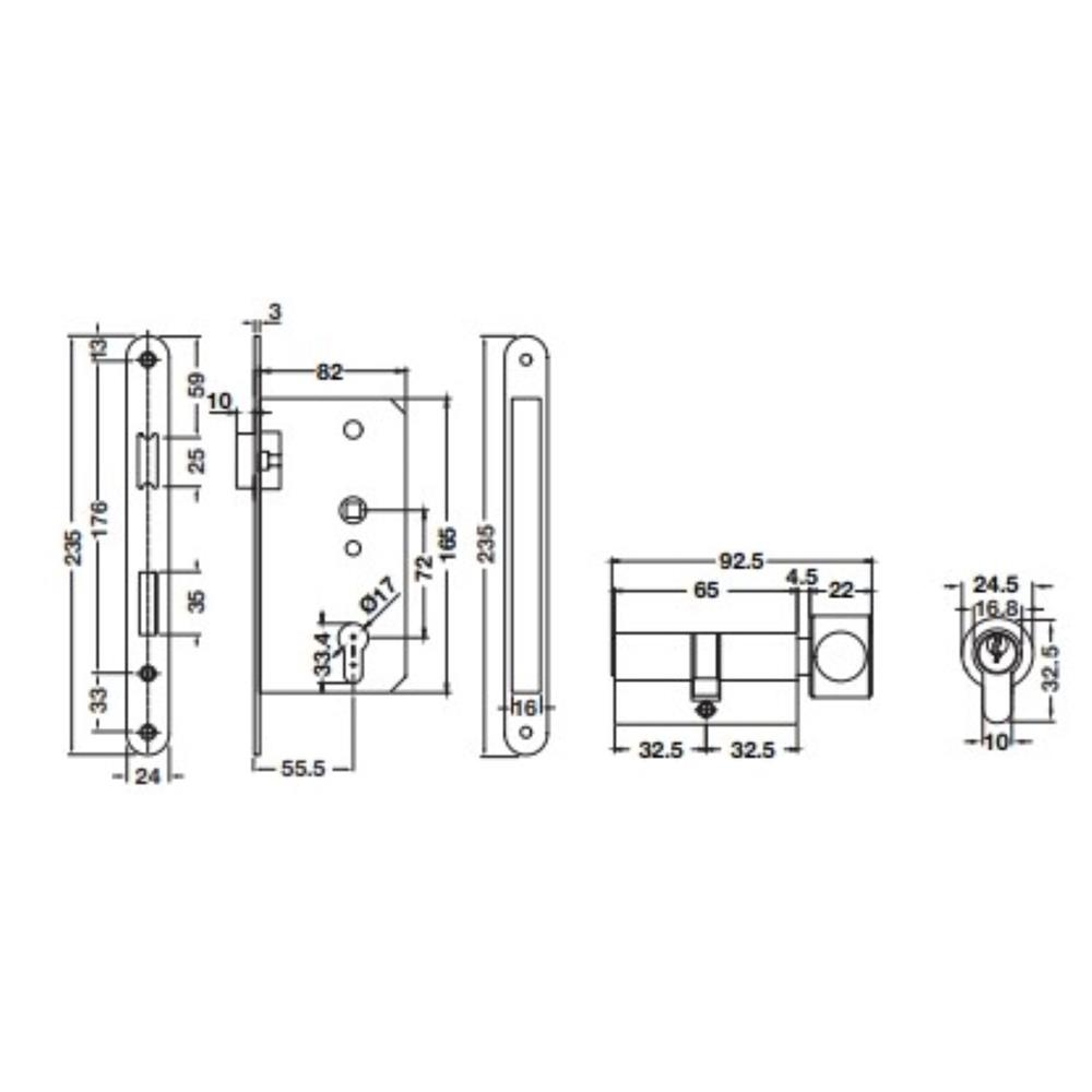 มือจับก้านโยกห้องน้ำ MORTISE HAFELE 489.11.132 สีสเตนเลส