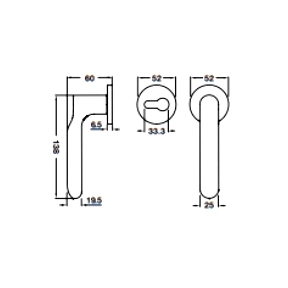 มือจับก้านโยกห้องน้ำ MORTISE HAFELE 489.11.138 สีสเตนเลส