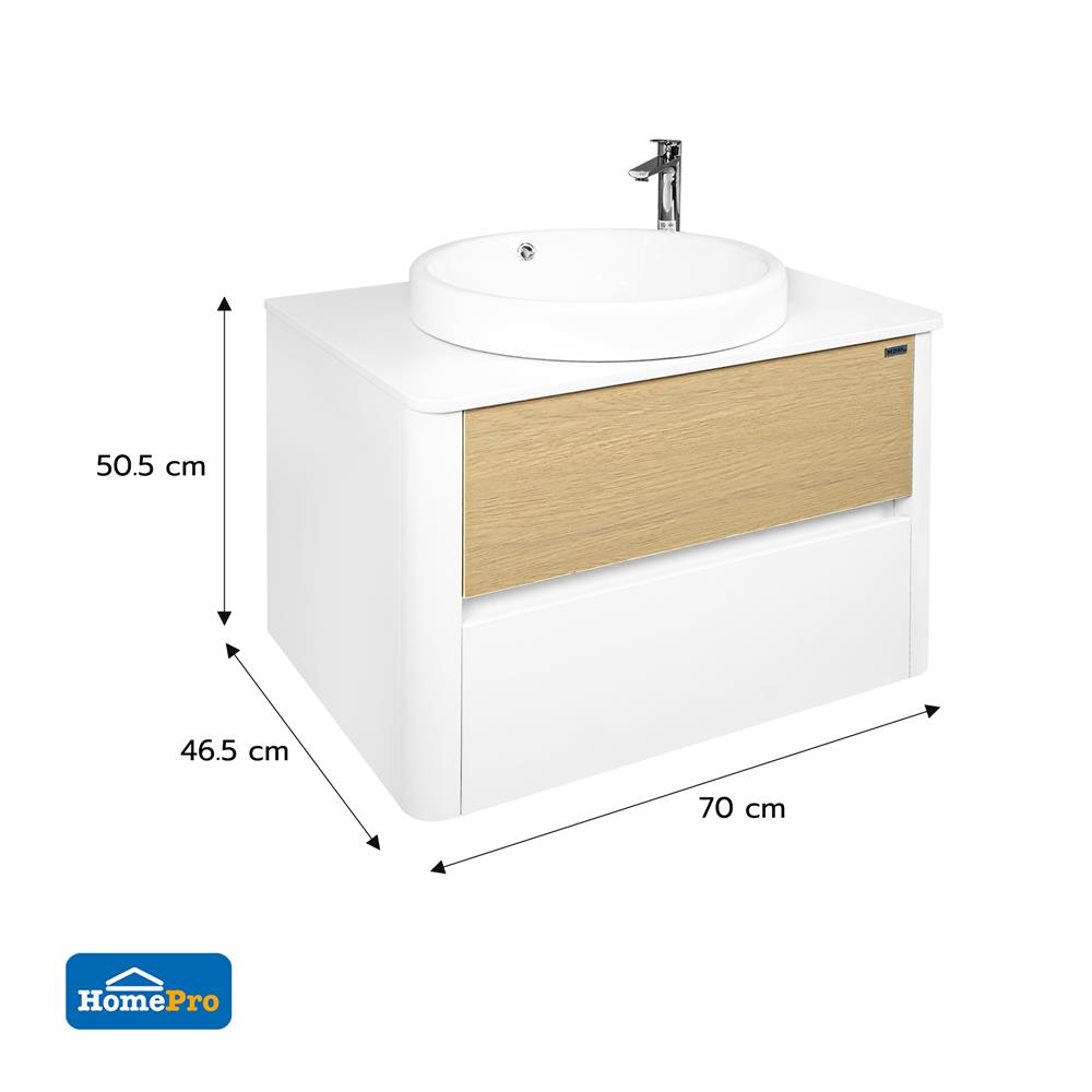 อ่างเคาน์เตอร์ MOYA PLUS VC-2520 สีขาว-โอ๊ค