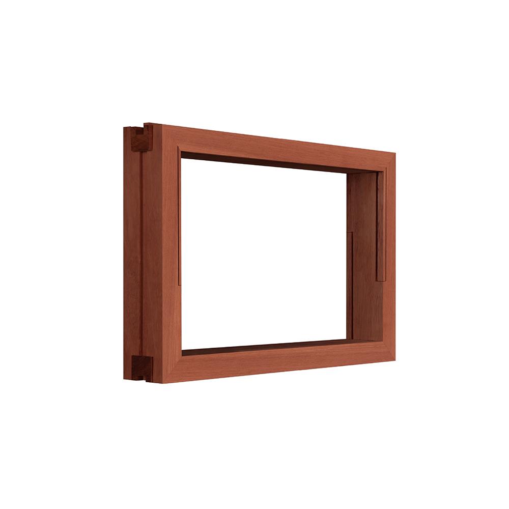 วงกบหน้าต่างไม้เบญจพรรณบานกระจกซ้อน VK 60x40 ซม. สีธรรมชาติ