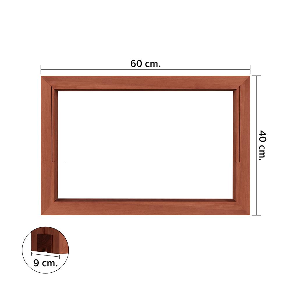 วงกบหน้าต่างไม้เบญจพรรณบานกระจกซ้อน VK 60x40 ซม. สีธรรมชาติ