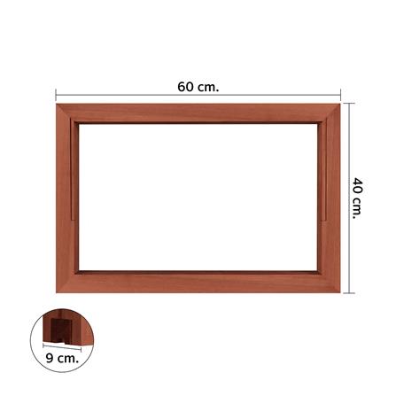 วงกบหน้าต่างไม้เบญจพรรณบานกระจกซ้อน VK 60x40 ซม. สีธรรมชาติ_4
