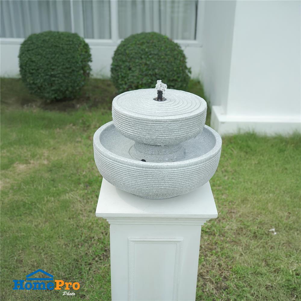 น้ำพุน้ำล้นตั้งโต๊ะ 2 ชั้น SPRING RUWA สีเทา