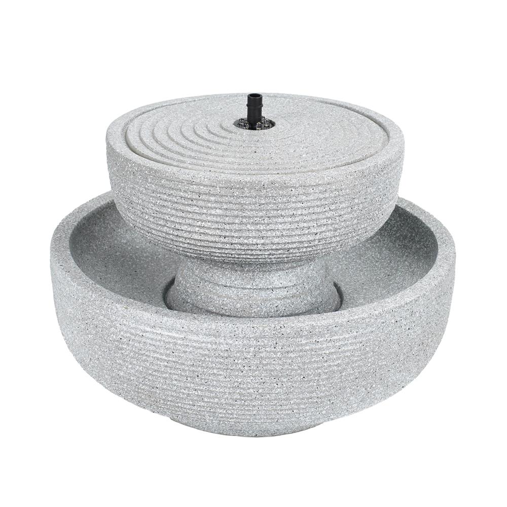 น้ำพุน้ำล้นตั้งโต๊ะ 2 ชั้น SPRING RUWA สีเทา