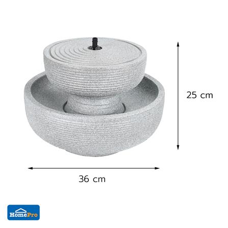 น้ำพุน้ำล้นตั้งโต๊ะ 2 ชั้น SPRING RUWA สีเทา_8