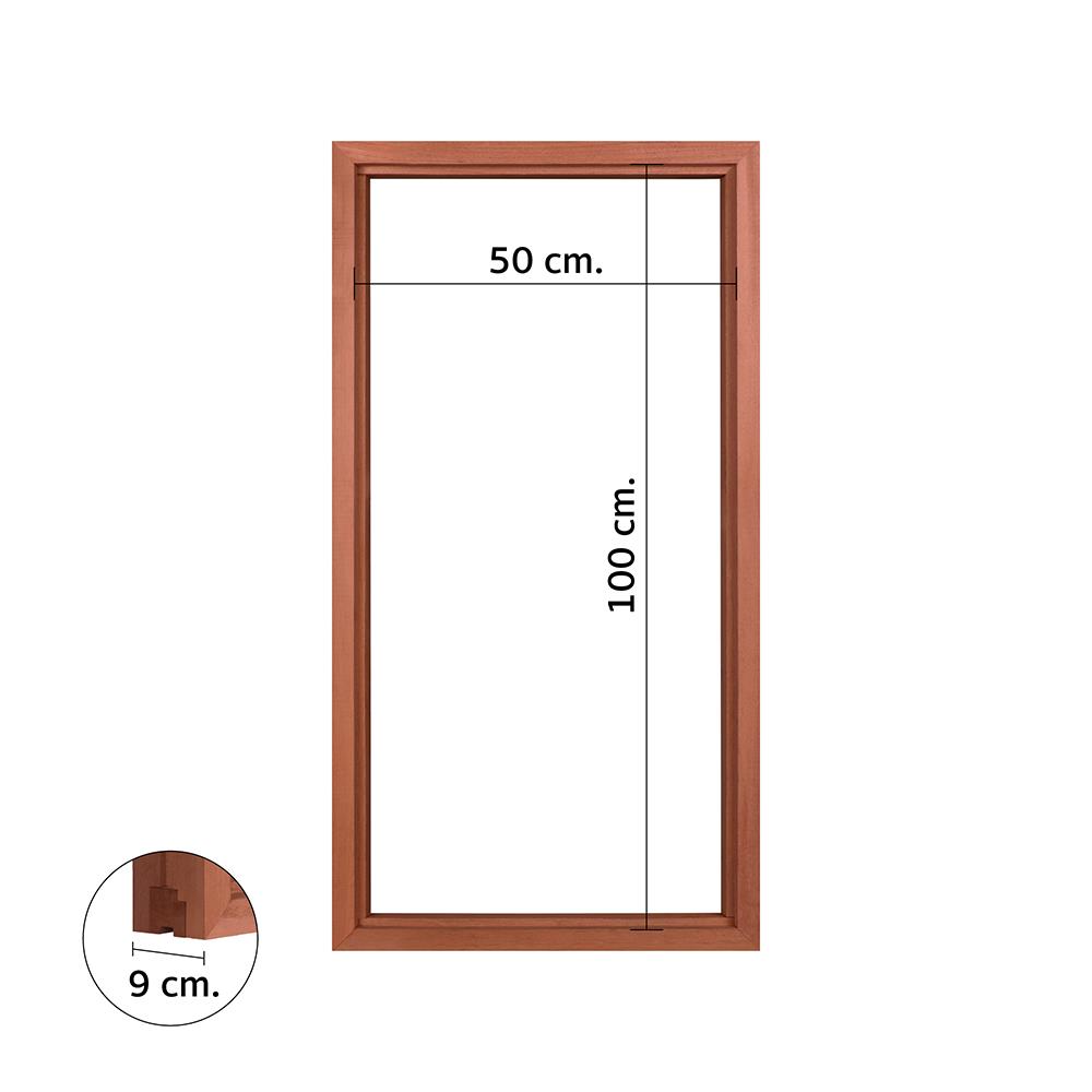 วงกบหน้าต่างไม้เบญจพรรณ 1 ช่อง VK 50x100 ซม. สีธรรมชาติ