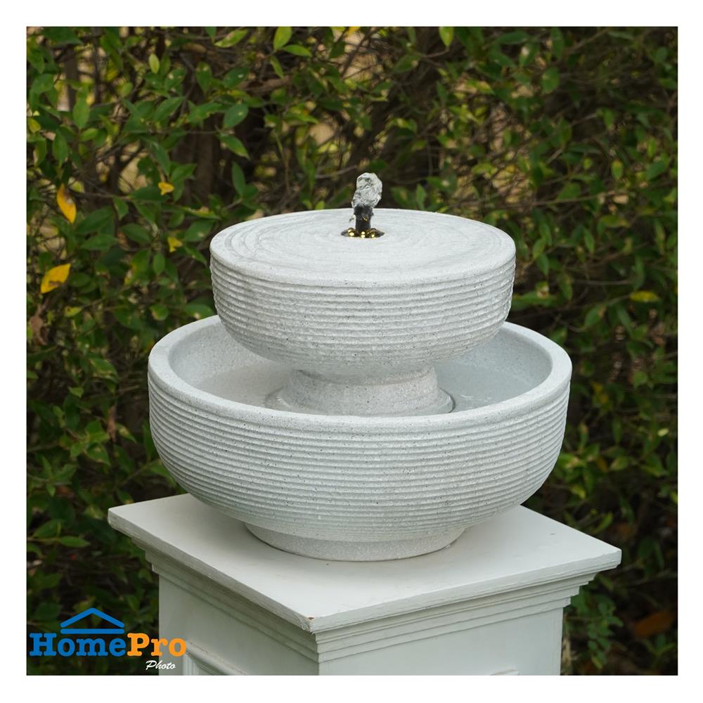 น้ำพุน้ำล้นตั้งโต๊ะ 2 ชั้น SPRING RUWA สีขาว