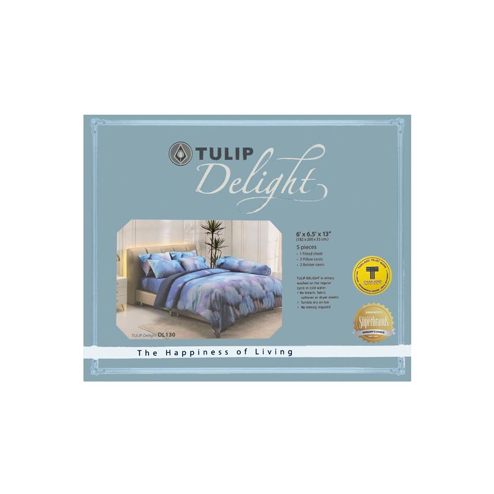 ชุดผ้าปูที่นอน 6 ฟุต (ชุด 5 ชิ้น) TULIP DELIGHT 60012-DL130