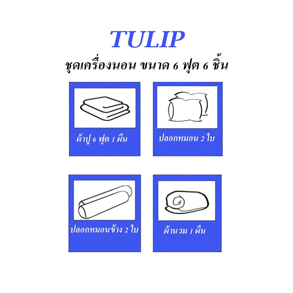 ชุดผ้าปูที่นอน 6 ฟุต (ชุด 6 ชิ้น) TULIP PRINCESS 60255-DLD044