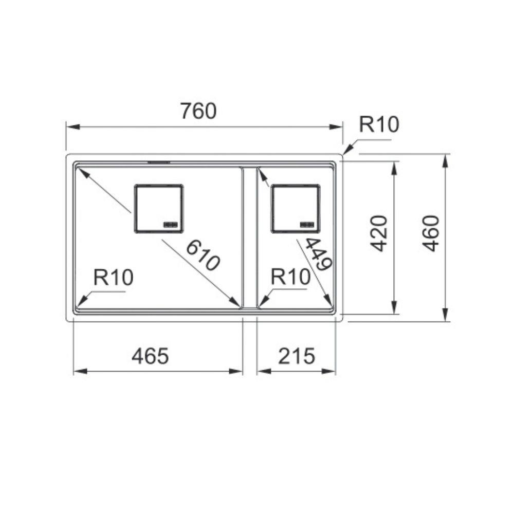 ซิงค์ฝัง 2 หลุม FRANKE KNG 120 STONE GREY 76 ซม. สีเทา