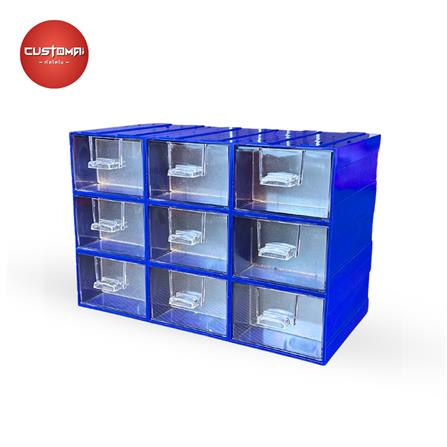 กล่องเก็บอุปกรณ์ CUSTOMAI 9 ช่อง สีน้ำเงิน
