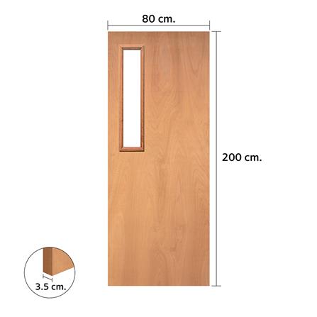 ประตูไม้อัดช่องกระจก ไม่เจาะลูกบิด VK VK779 80x200 ซม. สีธรรมชาติ (ไม่รวมกระจก)_3