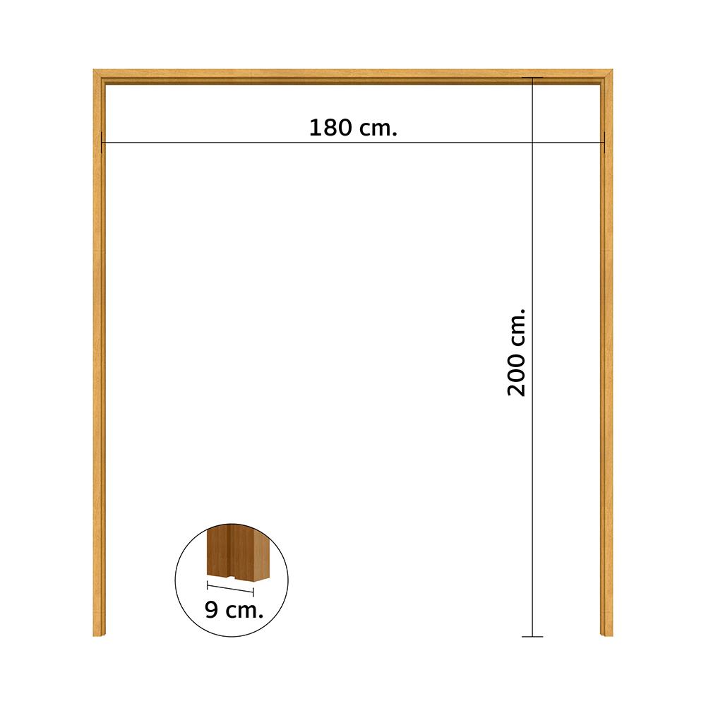 วงกบประตูไม้กาเปอร์บานคู่ VK SL0724 180x200 ซม. สีธรรมชาติ