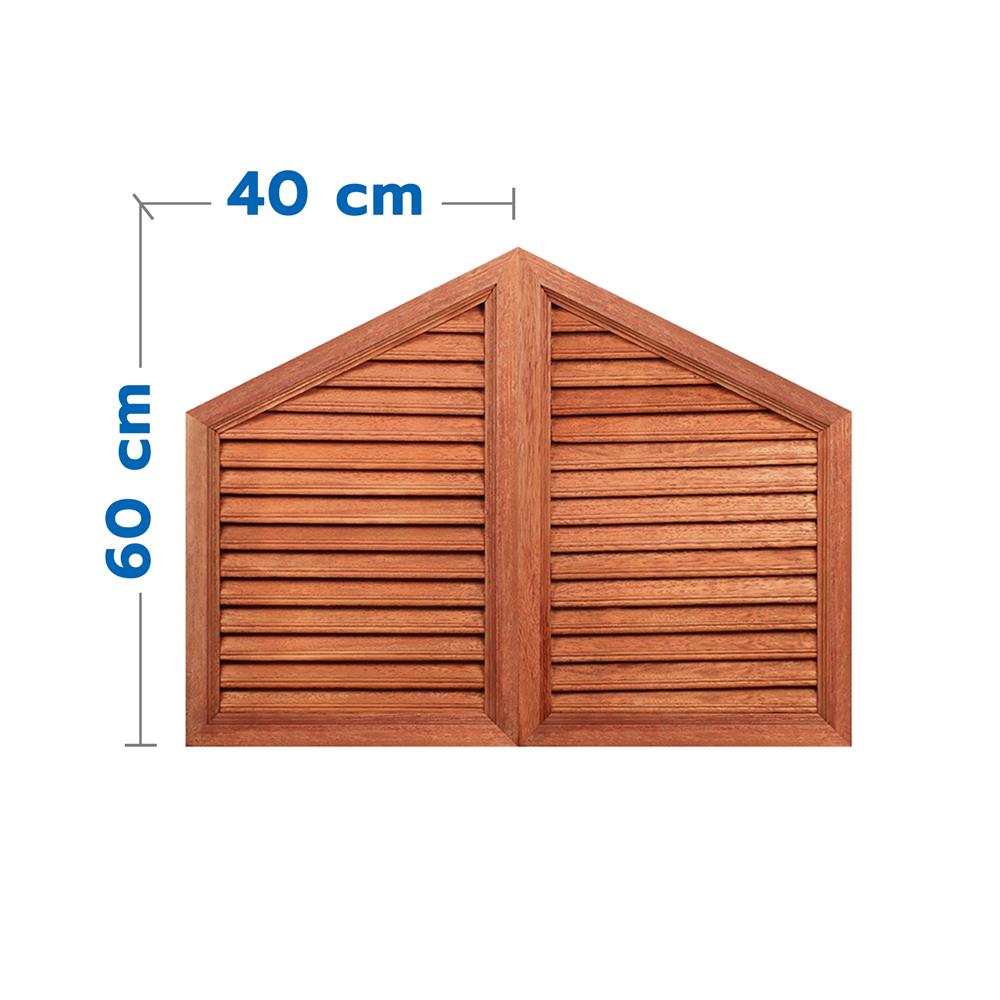 เกล็ดจั่วไม้ระบายอากาศบานคู่ VK 80x60 ซม. สีธรรมชาติ