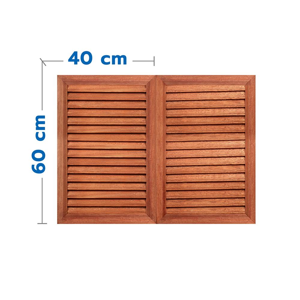 เกล็ดจั่วไม้ระบายอากาศแนวตั้ง (บานคู่) VK 80x60 ซม. สีธรรมชาติ