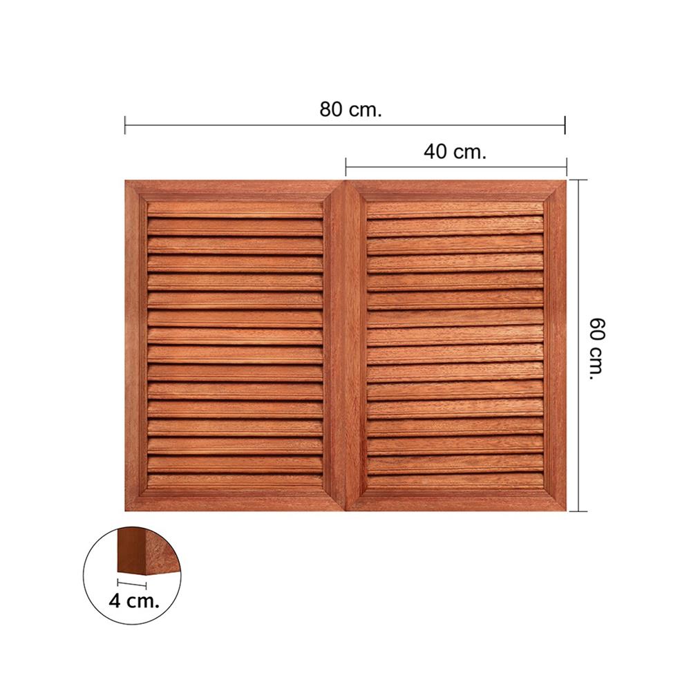 เกล็ดจั่วไม้ระบายอากาศแนวตั้ง (บานคู่) VK 80x60 ซม. สีธรรมชาติ