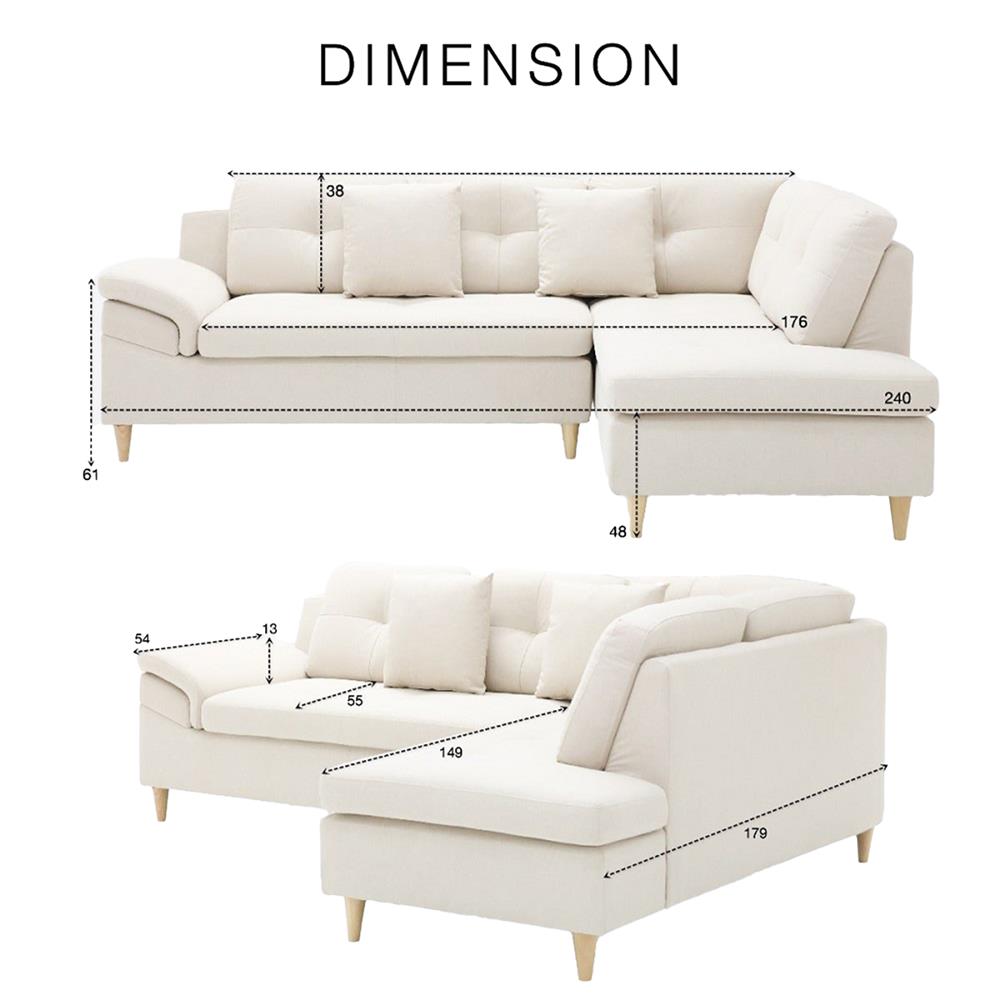 โซฟาเข้ามุมขวา KONCEPT TULIO PLUS 19226581 สีครีม