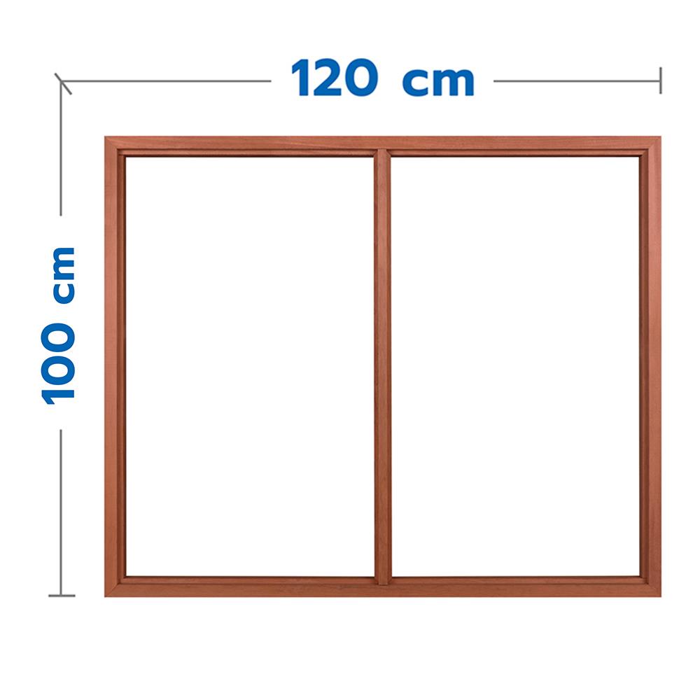 วงกบหน้าต่างไม้เบญจพรรณ 2 ช่อง VK 120x100 ซม. สีธรรมชาติ