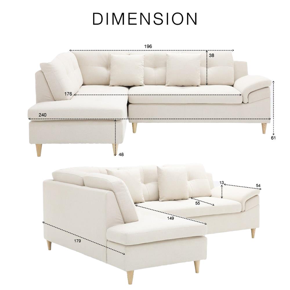 โซฟาเข้ามุมซ้าย KONCEPT TULIO PLUS 19226582 สีครีม