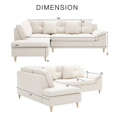 โซฟาเข้ามุมซ้าย KONCEPT TULIO PLUS 19226582 สีครีม_6