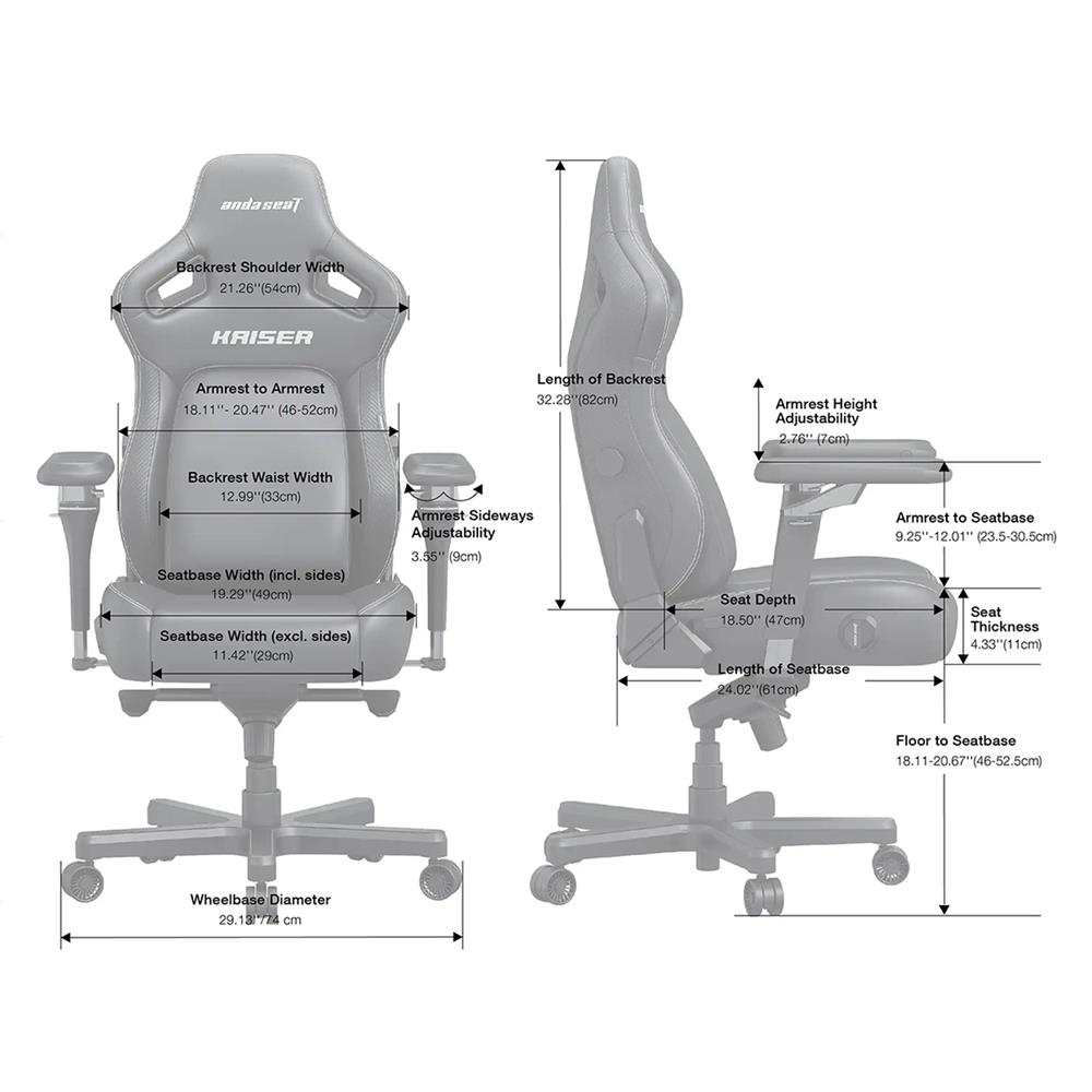 เก้าอี้เกมมิ่ง ANDASEAT KAISER 4 6D L LINEN สีเทา