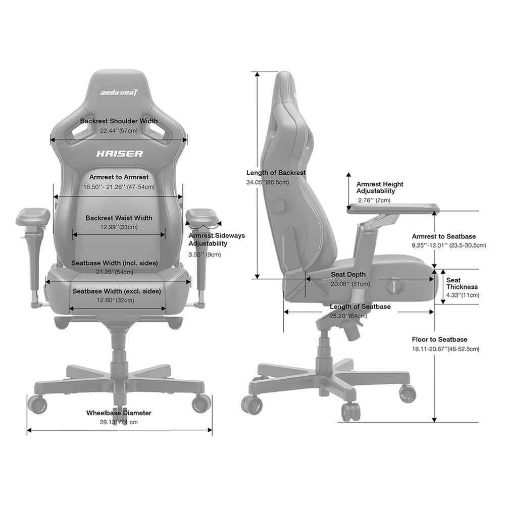 เก้าอี้เกมมิ่ง ANDA SEAT KAISER 4 6D XL LEATHER สีดำ