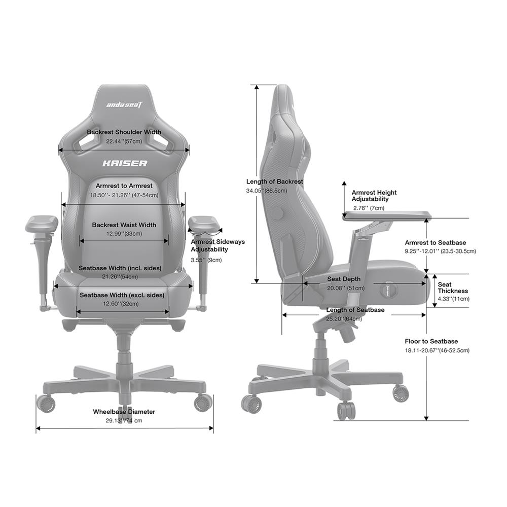 เก้าอี้เกมมิ่ง ANDASEAT KAISER 4 6D XL LINEN สีดำ