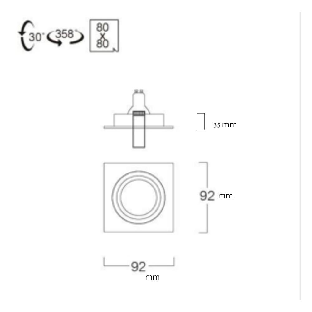 ดาวน์ไลท์ LUMAX HG 24-05227 3 นิ้ว สีดำ เหลี่ยม