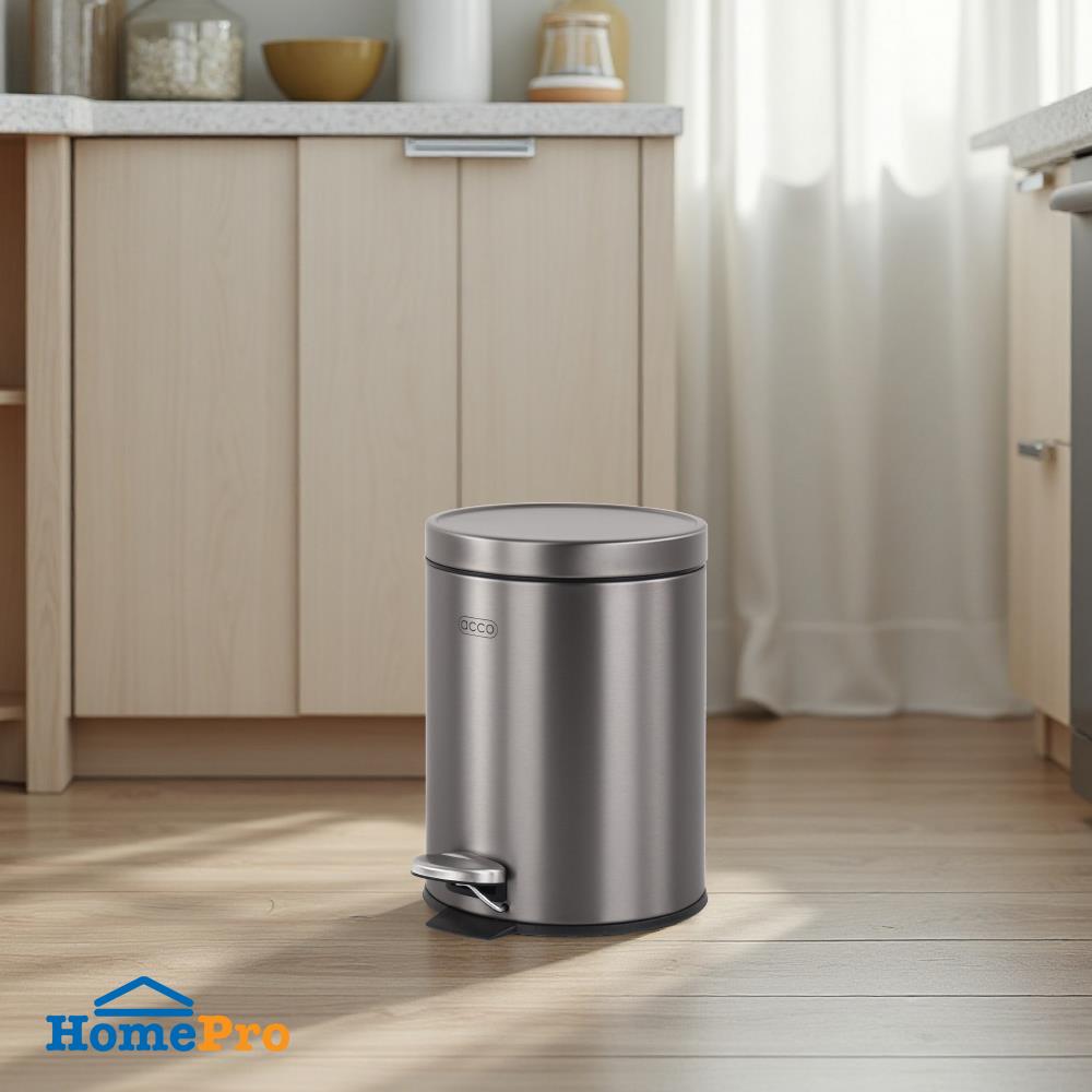 ถังขยะเหยียบกลม ACCO MODIO 5 ลิตร สีเงิน