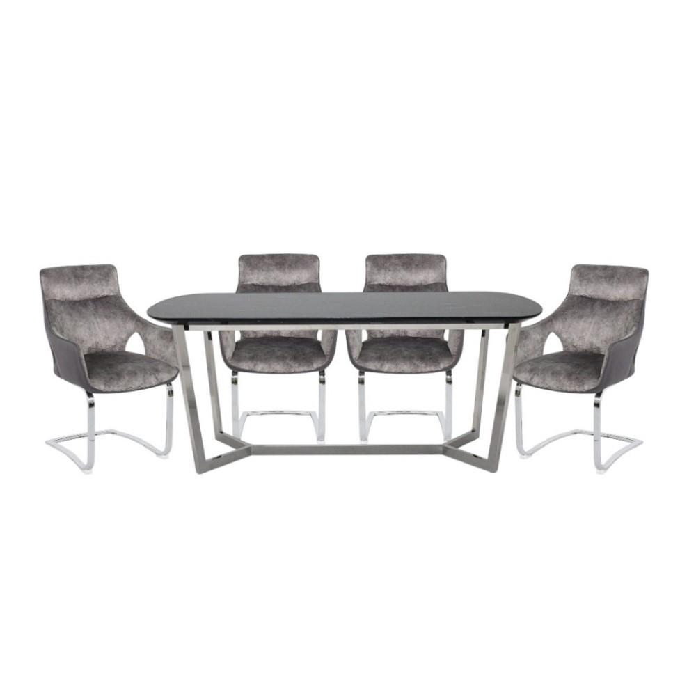 ชุดโต๊ะทานข้าว 4 ที่นั่ง SB FURNITURE AVENTE & YAKKA 59056694 สีดำ