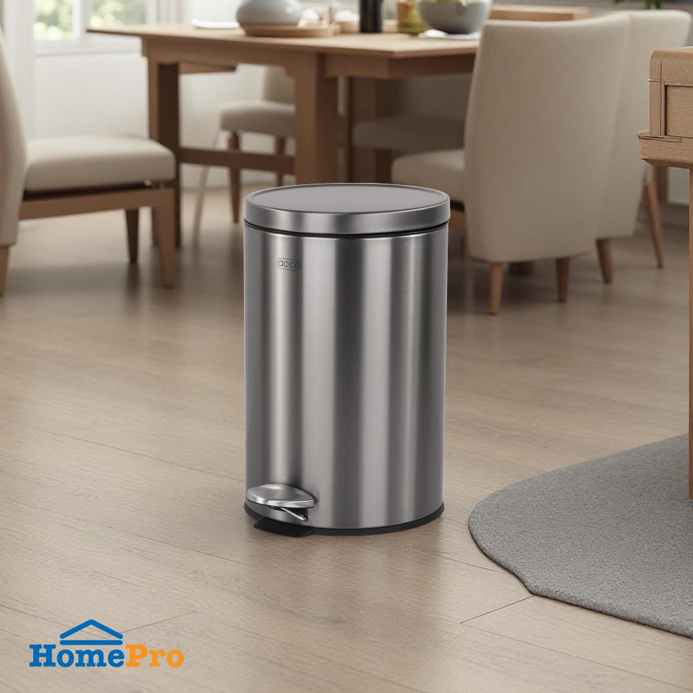 ถังขยะเหยียบกลม ACCO MODIO 12 ลิตร สีเงิน