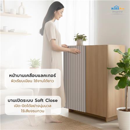 ตู้เก็บของ 2 บานเปิด FURDINI RIPPLE 83 ซม. สีเทาโอ๊ค/ครีม_3