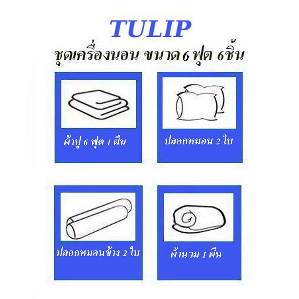 ชุดผ้าปูที่นอน 6 ฟุต (ชุด 6 ชิ้น) TULIP DELIGHT 60239-DL594