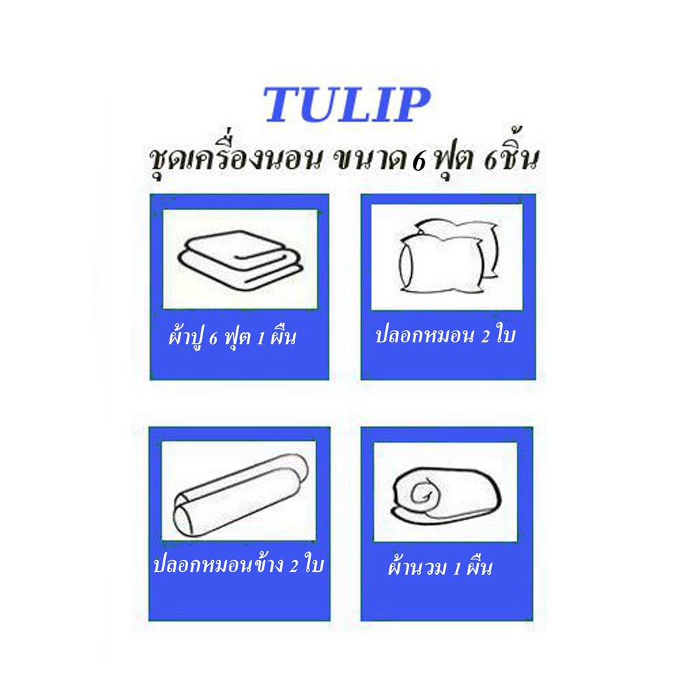 ชุดผ้าปูที่นอน 6 ฟุต (ชุด 6 ชิ้น) TULIP DELIGHT 60239-DL596