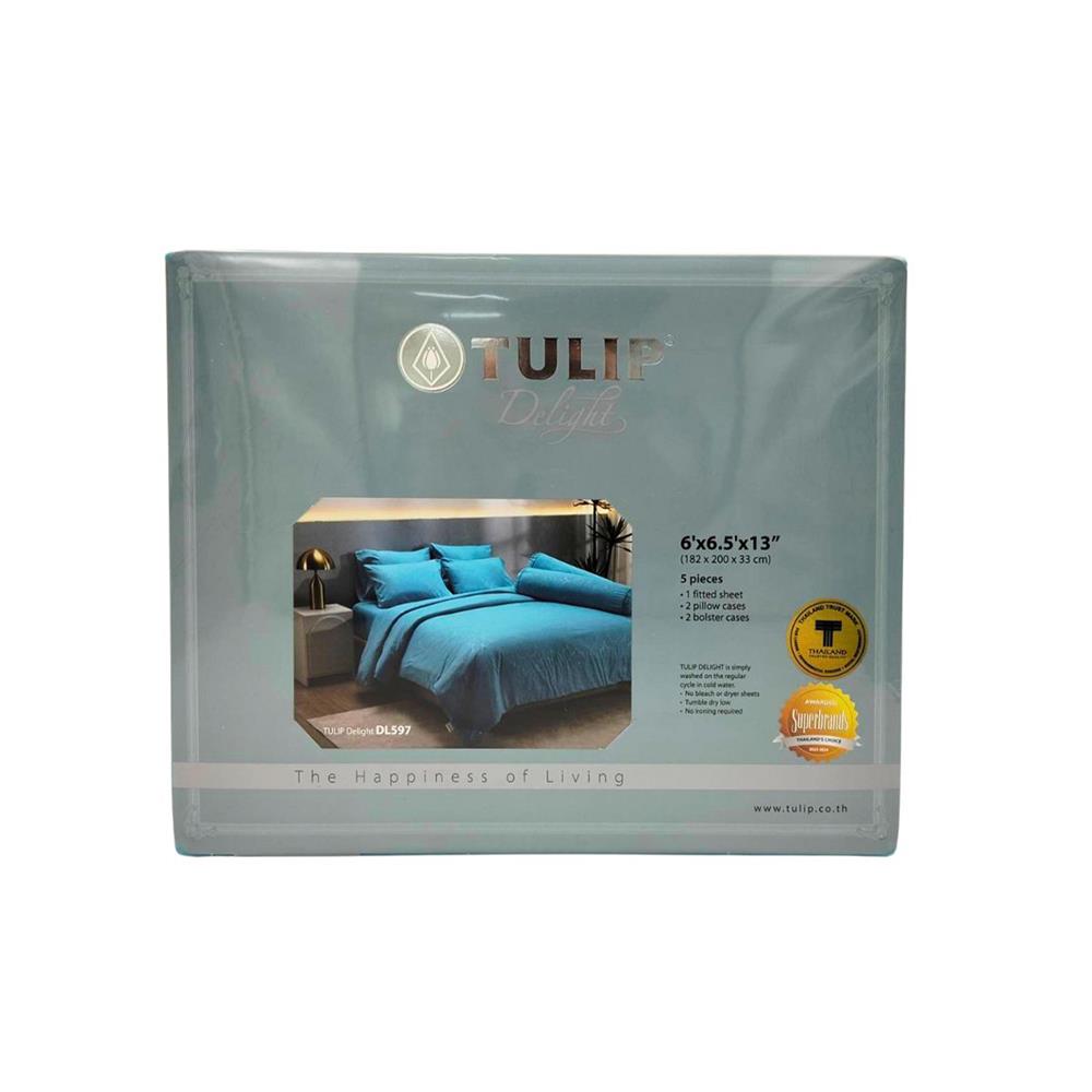 ชุดผ้าปูที่นอน 6 ฟุต (ชุด 5 ชิ้น)  TULIP DELIGHT 60056-DL597