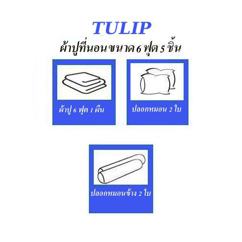 ชุดผ้าปูที่นอน 6 ฟุต (ชุด 5 ชิ้น)  TULIP DELIGHT 60056-DL597