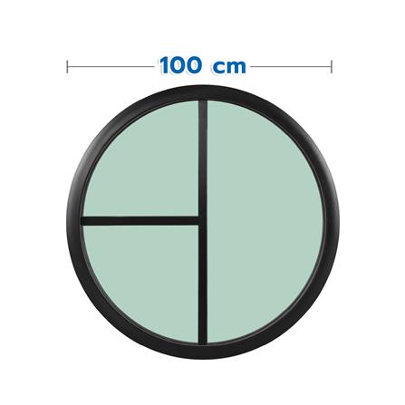 ช่องแสงหน้าต่างอะลูมิเนียม วงกลม KPA 3 ฟัก 100x100 ซม. สีดำ